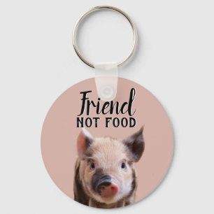 Porte-clés friend not food pink with cute piglet vegan