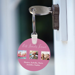 Porte-clés Friends forever BFF photo names dark pink
