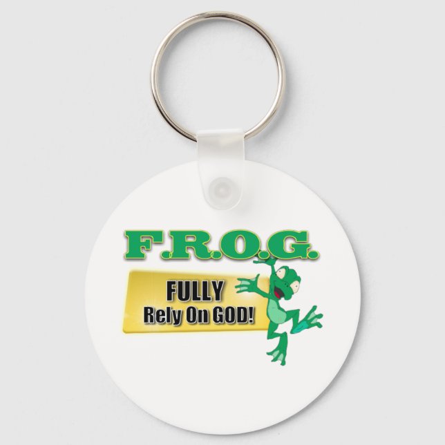 PORTE-CLÉS FROG ACRONYME CHRÉTIEN PLEINEMENT COMPTER SUR DIEU (Recto)