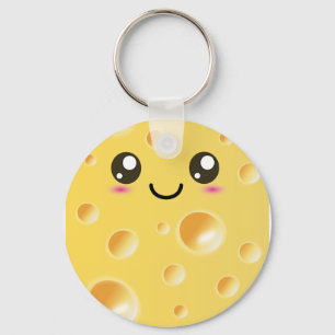 Porte-clés Fromage heureux mignon de Kawaii