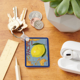 Porte-clés Fruit vintage Étiquette Citrus de citron du Pacifi