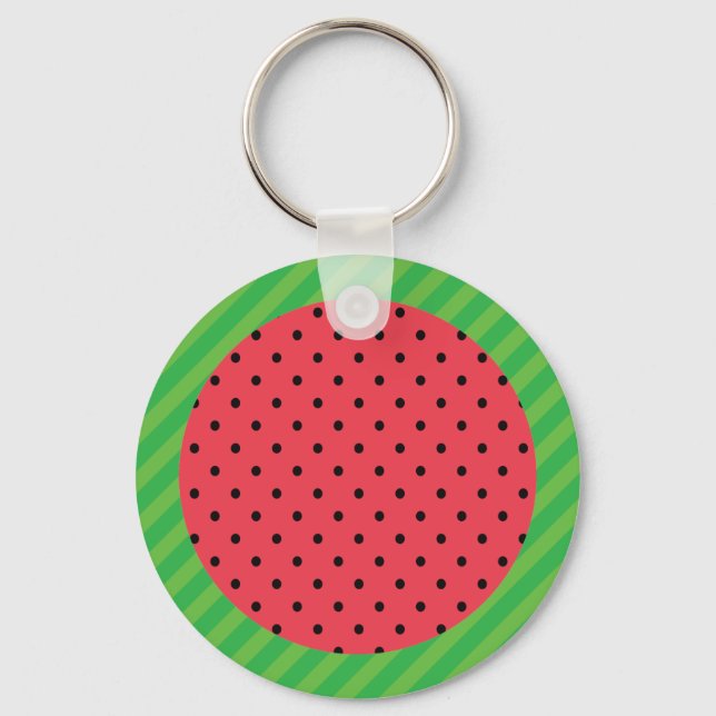 Porte-clés Fruits d'été de pastèque rose noir vert (Recto)