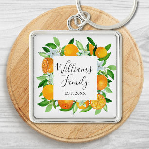 Porte-clés Fruits et fleurs d'orange élégants Floral d'été