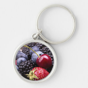 Porte-clés Fruits savoureux d'été sur un Tableau en bois