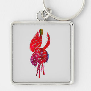 Porte-clés Fuchsia floral abstrait aquarelle