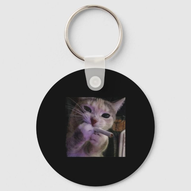 Porte-clés Fumer drôle Chat, Cigarette Kitty Gen Z Mème, Chat (Recto)