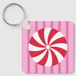 Porte-clés Fun et Fancy rose Noël Peppermenthe bonbon