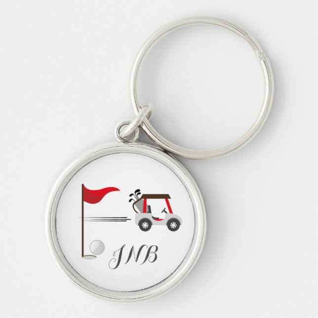 Porte-clés Fun Golf Golf Bal de golf pour golfeurs Monogramme (Devant)