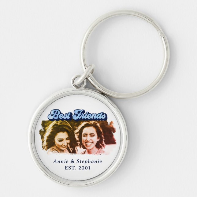 Porte-clés Fun Retro Blue Best Friends Photo Porte - clé (Devant)