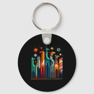 Porte-clés Fun Vintage rétro Milieu du siècle Long Cou Chats