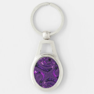 Porte-clés Funky Bold Bohème Violet Abstrait Fractal Numériqu