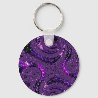 Porte-clés Funky Bold Boho Purple Digital Abstrait Fractal