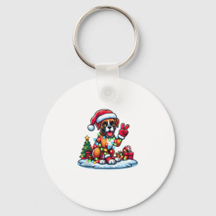 Porte-clés Funky Peace Hand Boxer Chien Feux de Noël Femmes