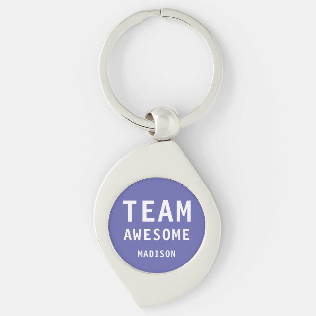 Porte-clés Funky Team Awesome Purple Nom Personnalisé (Devant)