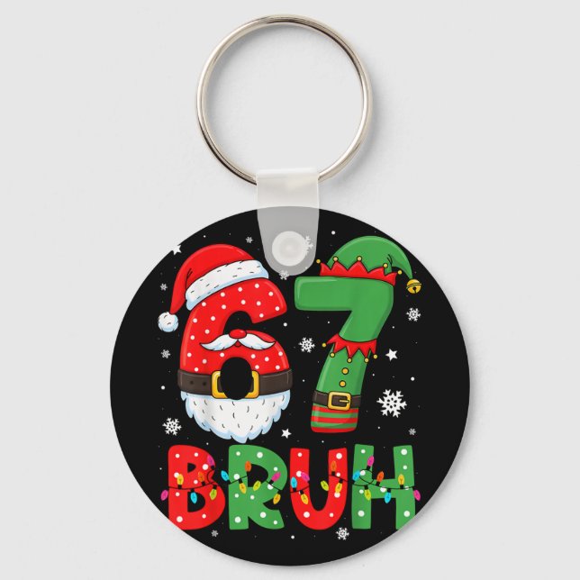 Porte-clés Funny 6 7 Six Seven Bruh Meme Christmas Santa Elf  (Recto)