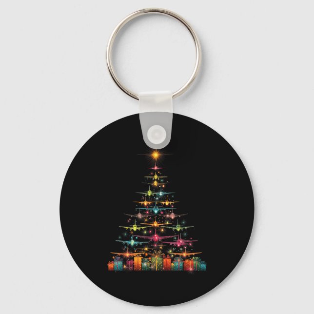 Porte-clés Funny Airplanes Christmas Tree Graphic Air Planes  (Recto)