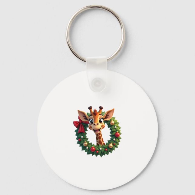 Porte-clés Funny Animal Giraffe Meme Face Festive Xmas T-Shir (Recto)