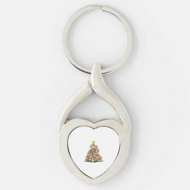Porte-clés Funny arbre de Noël beagle pour amoureux de les ch (Devant)