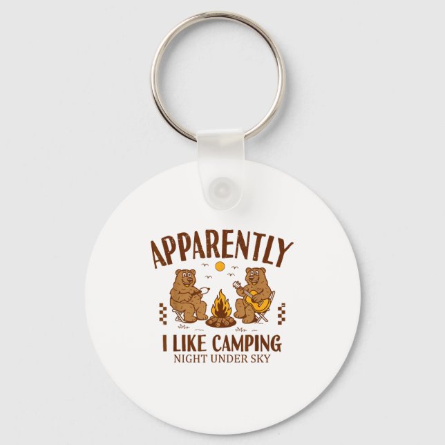 Porte-clés Funny Bear Apparently, I Like Camng  (Recto)