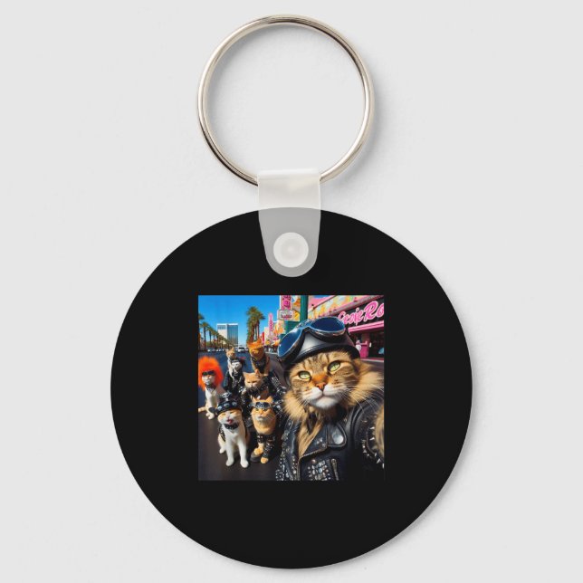 Porte-clés Funny Biker Cats Gangster Cats Street Motorcycle C (Recto)