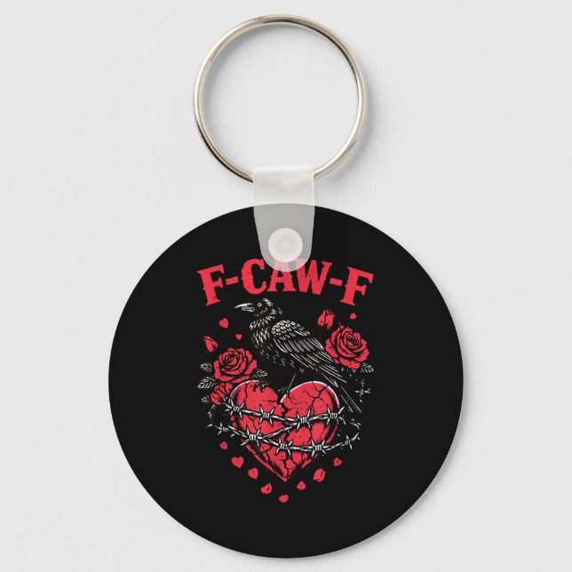 Porte-clés Funny Black Bird F-caw-f Anti Valentines Day Singl (Recto)