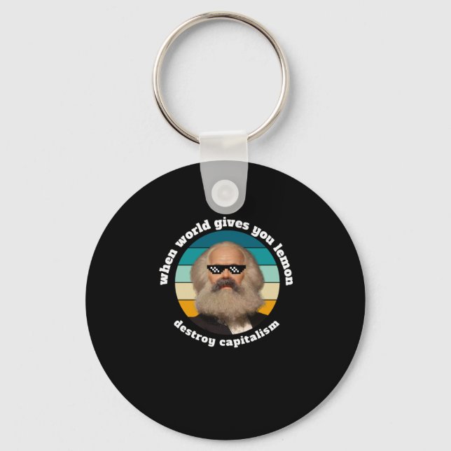 Porte-clés Funny Capitalisme Karl Marx Sticker (Recto)