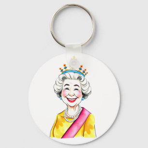 Porte-clés Funny Cartoon Queen Elizabeth II Royal Portrait