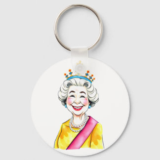 Porte-clés Funny Cartoon Queen Elizabeth II Royal Portrait