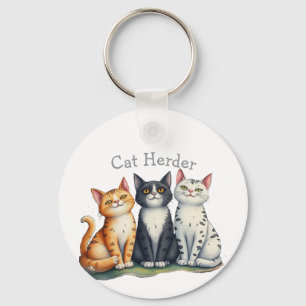 Porte-clés Funny Cat Herder Nom personnalisé Amoureux des cha