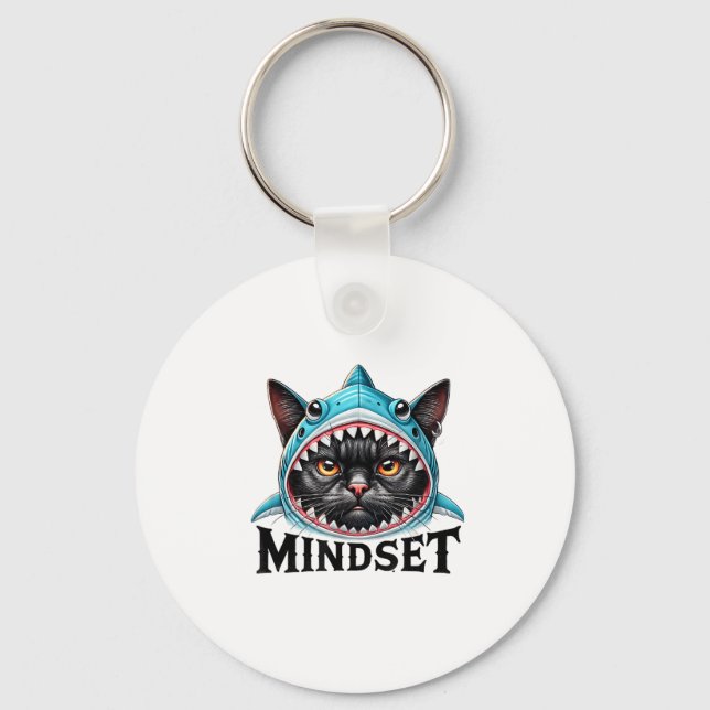 Porte-clés Funny Cat, Mindset Motivational Saying, Shark  (Recto)