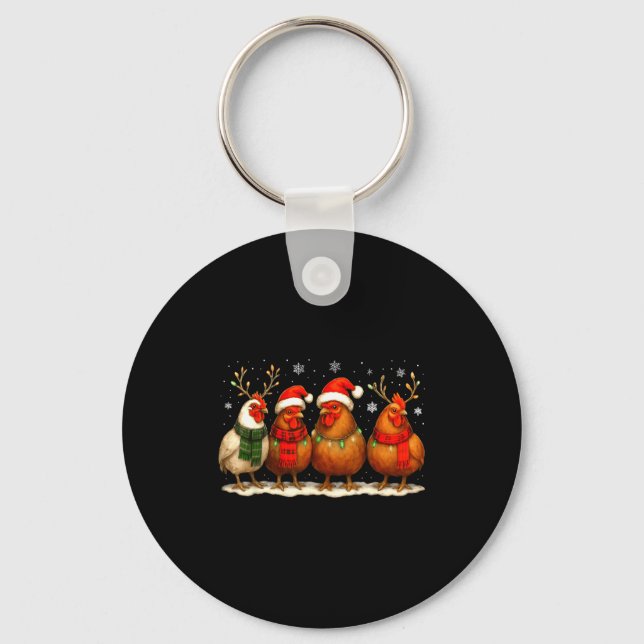 Porte-clés Funny Chicken Christmas Lights Farm Animal Cute Xm (Recto)