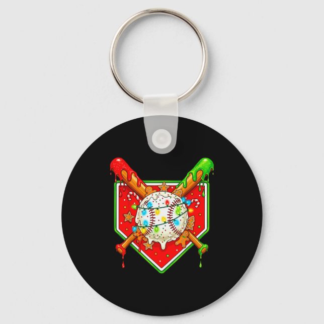 Porte-clés Funny Christmas Baseball Ice Cream Drip Men Women  (Recto)