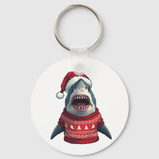 Porte-clés Funny Christmas Shark Ugly Sweater T-Shirt 