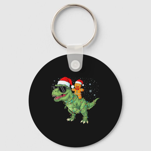 Porte-clés Funny Christmas T Rex Dinosaur Gingerbread Lights  (Recto)