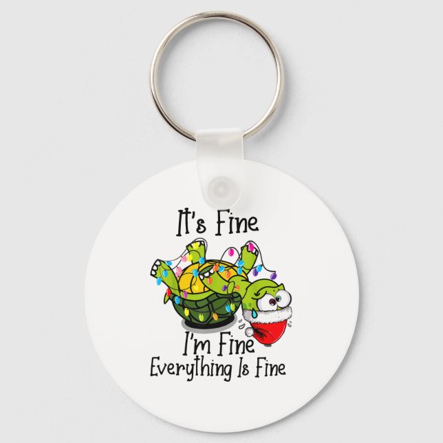 Porte-clés Funny Christmas Turtle It's Fine I'm Fine Everythi (Recto)
