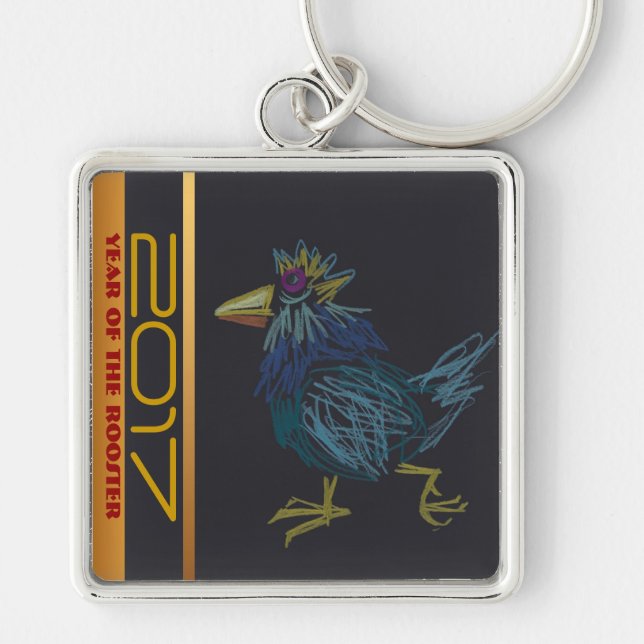 Porte-clés Funny Cockerel chinois Rooster Année Zodiac KeyC (Devant)