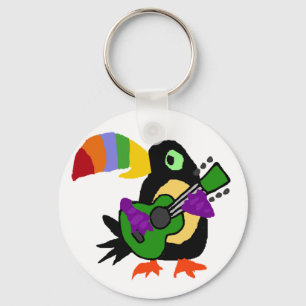 Porte-clés Funny Colorful Toucan Bird Playing Guitar