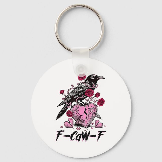 Porte-clés Funny Crow F-caw-f Valentines Day Black Bird Fcawf (Recto)