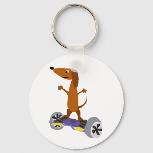Porte-clés Funny Dachshund Dog on Hoverboard