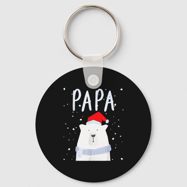 Porte-clés Funny Dad Bear Christmas Saint Hat Couples Family  (Recto)