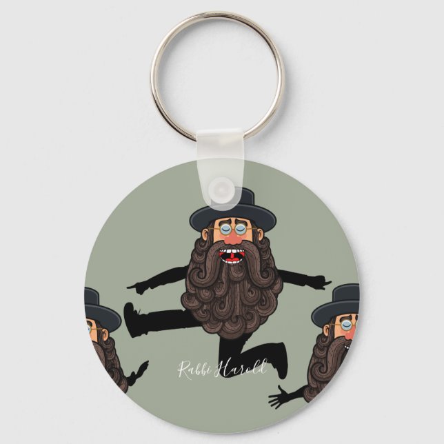 Porte-clés FUNNY Dancing RABBI Personnalisé avec texte (Recto)