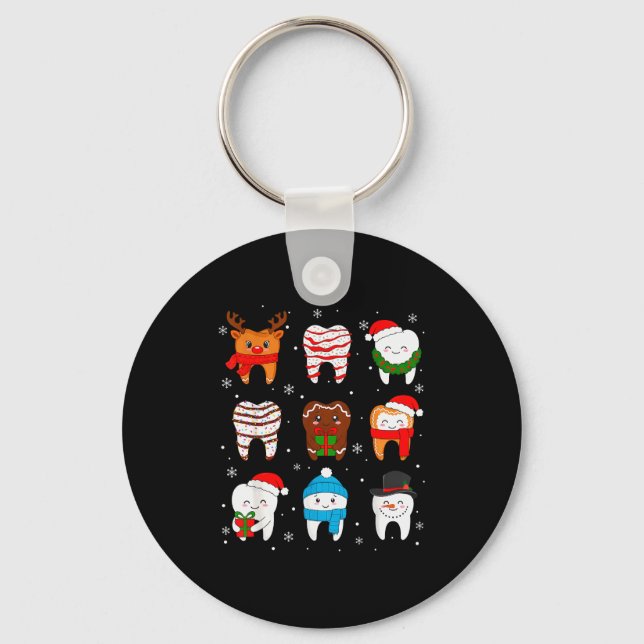 Porte-clés Funny Dental Christmas Teeth Cute Xmas Dentist Squ (Recto)