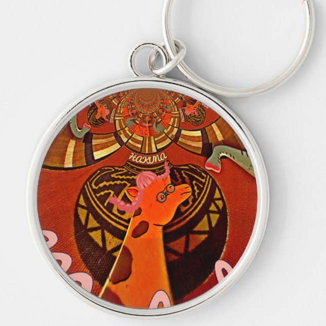 Porte-clés Funny Elegant Giraffe Accessoré Style Africain (Devant)