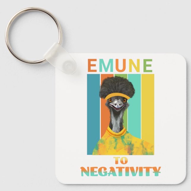 Porte-clés Funny Emu Bird Pun - Emune à la Négativité (Recto)