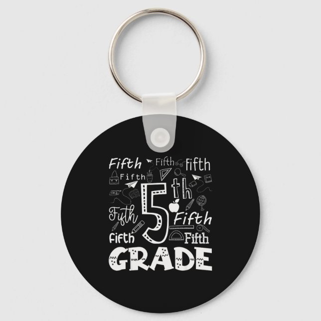 Porte-clés Funny Fifth Grade Doodle Tygraphy Birthday Design  (Recto)