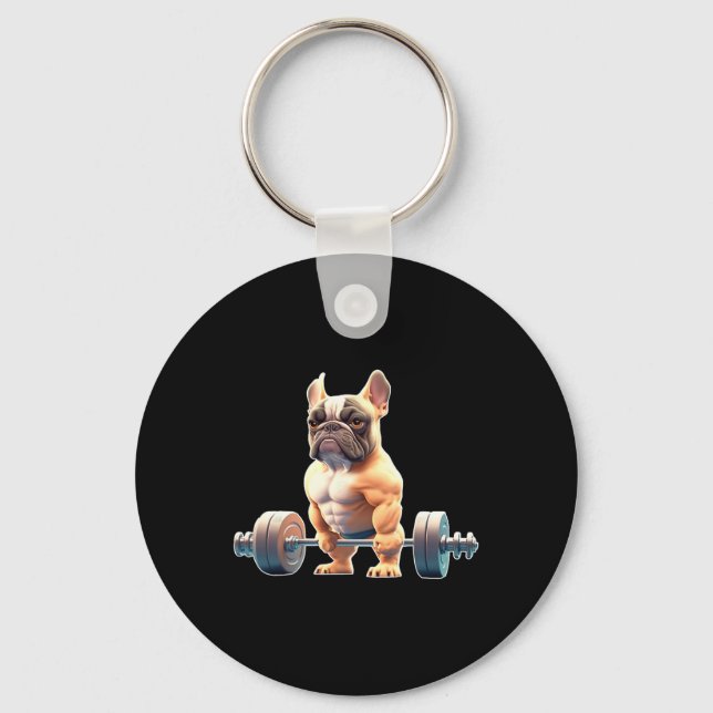 Porte-clés Funny French Bulldog Bodybuilding Gym Frenchie Wei (Recto)