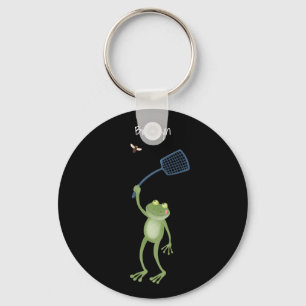 Porte-clés Funny green frog swatting fly cartoon