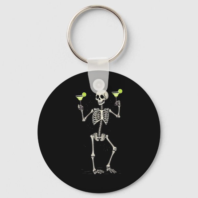 Porte-clés Funny Halloween Skeleton Drinking Margarita Tail  (Recto)