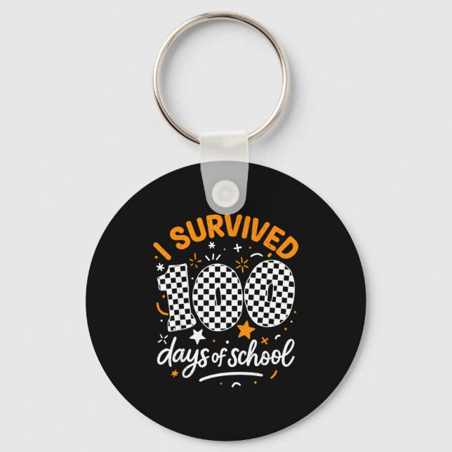 Porte-clés Funny I Survived 100 Days Of School Student Teache (Recto)