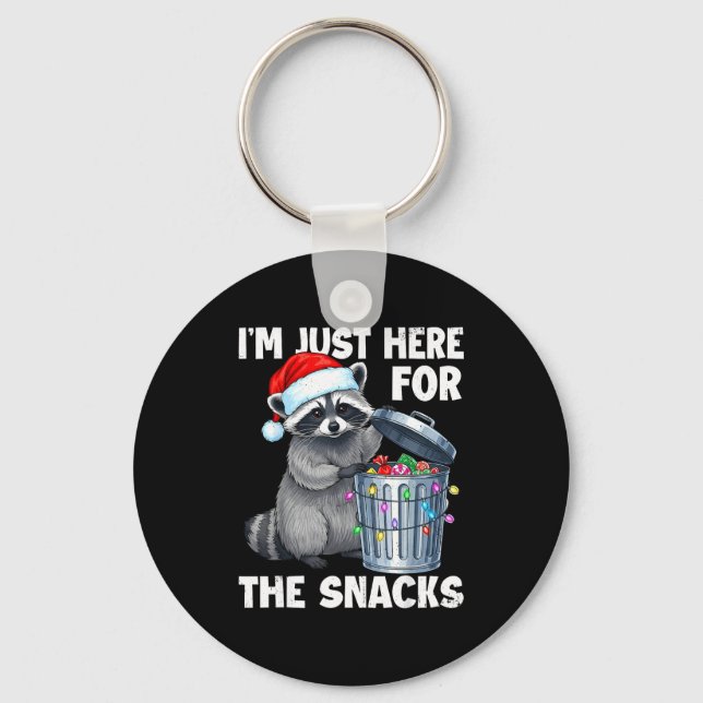 Porte-clés Funny I'm Just Here For The Snacks Raccoon Christm (Recto)